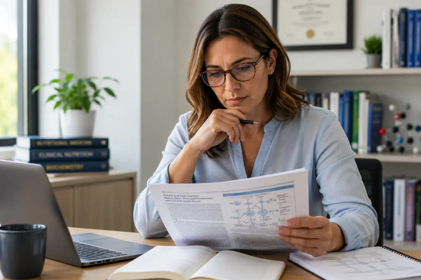 Healthcare Practitioner reading about multi-pathway Folinic Acid