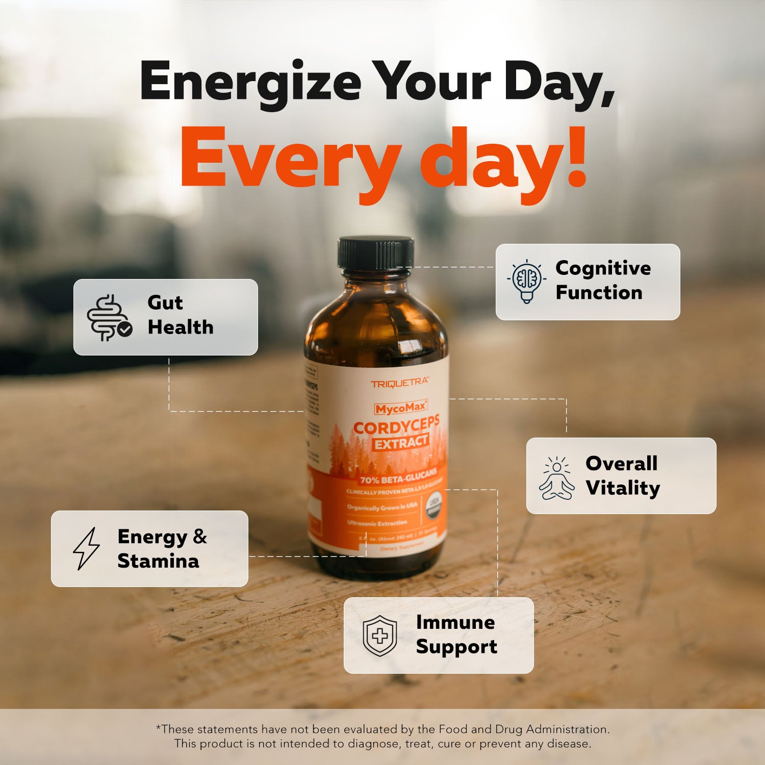 MycoMax Cordyceps Mushroom Extract - 70% Beta Glucans – Triquetra™