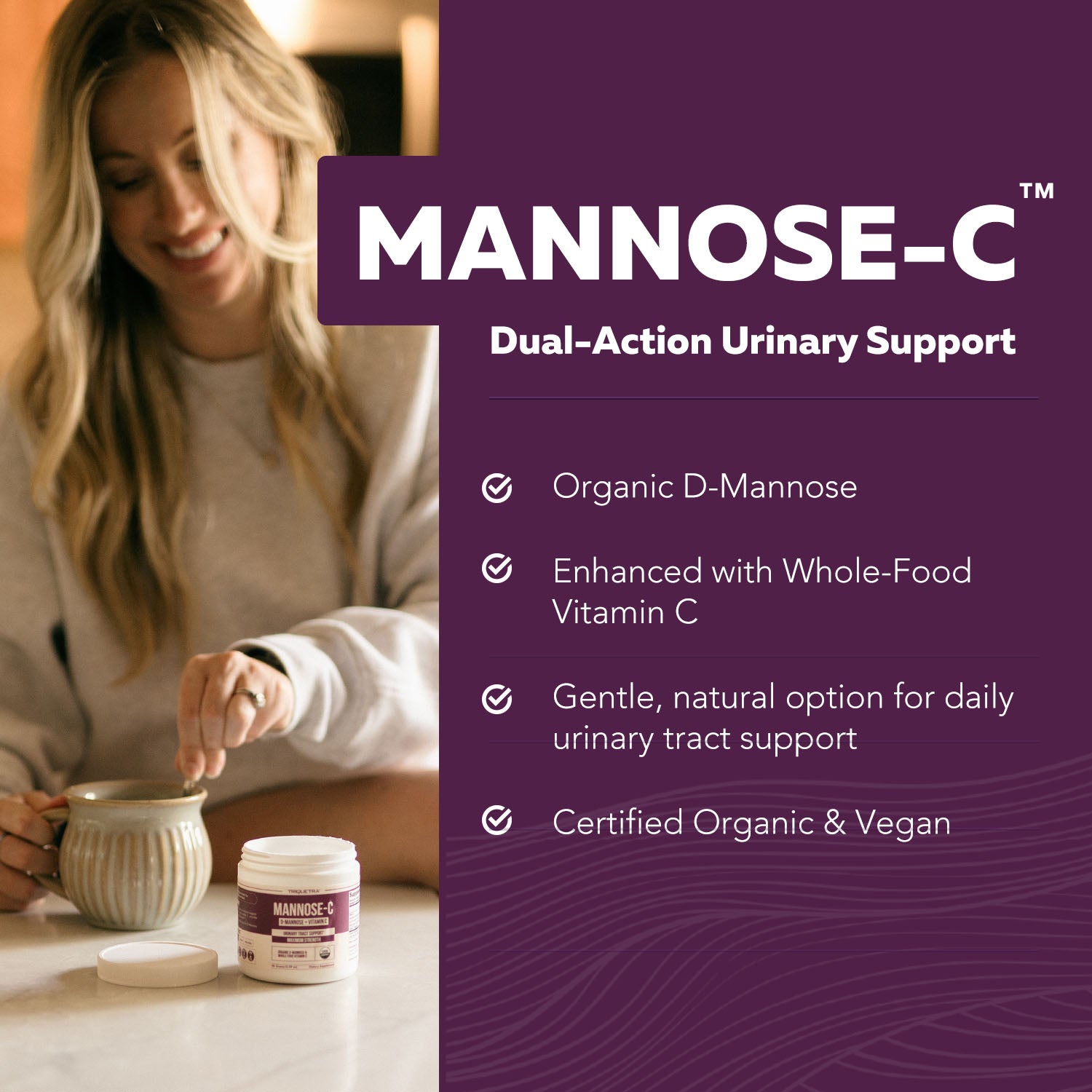 Mannose-C: Organic D-Mannose + Vitamin C for Natural UTI Support - Powder