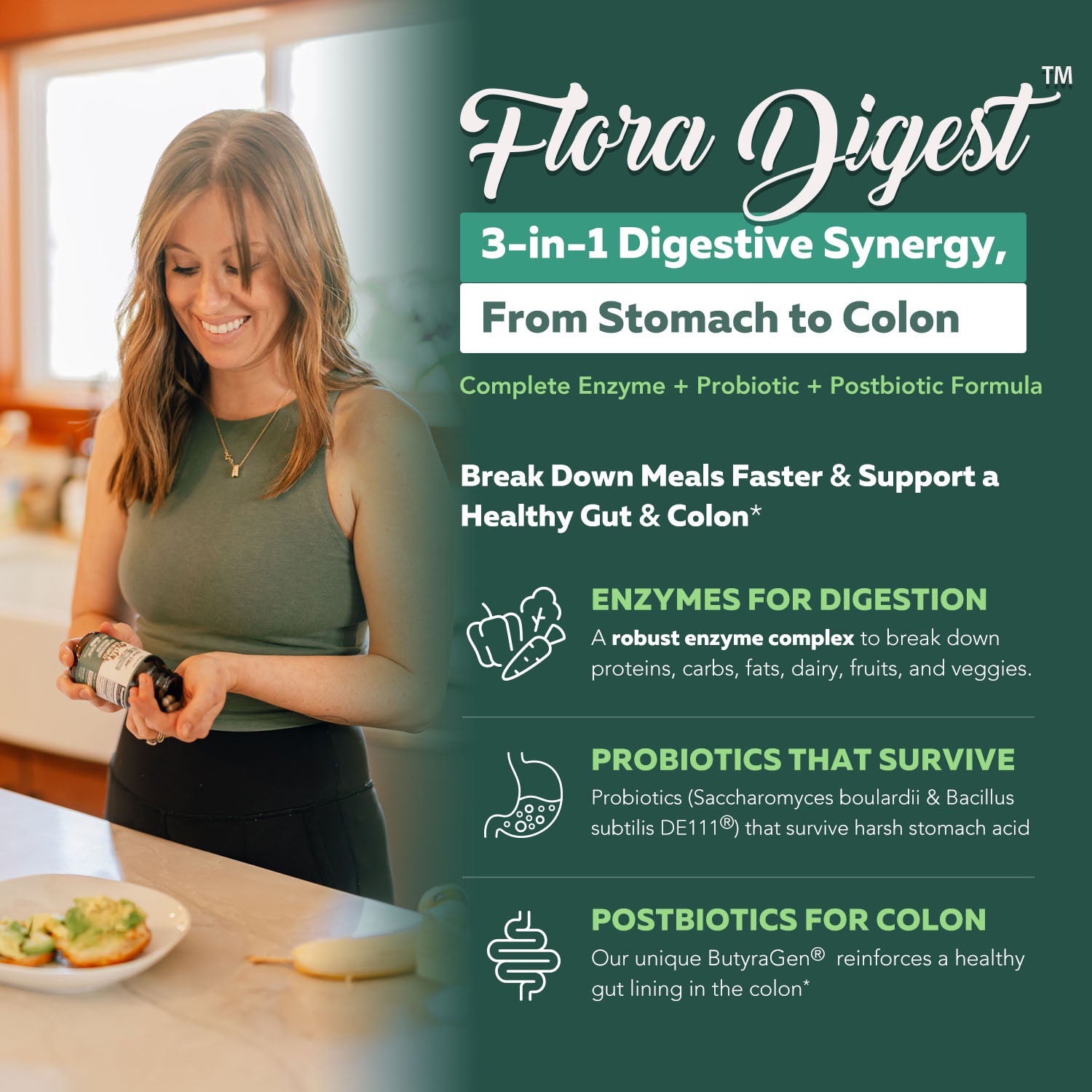 Flora Digest – Digestive Enzymes Plus Probiotics (30 Capsules)