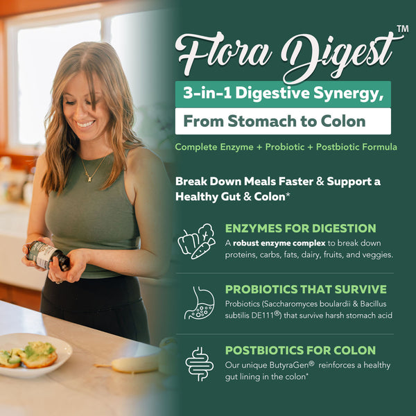 Flora Digest – Digestive Enzymes Plus Probiotics (30 Capsules)