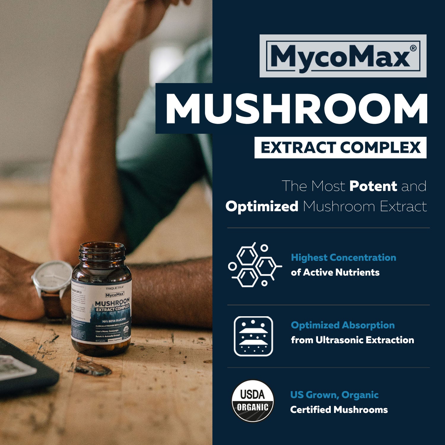 MycoMax Mushroom Complex Capsules - 70% Beta Glucans New - Triquetra™