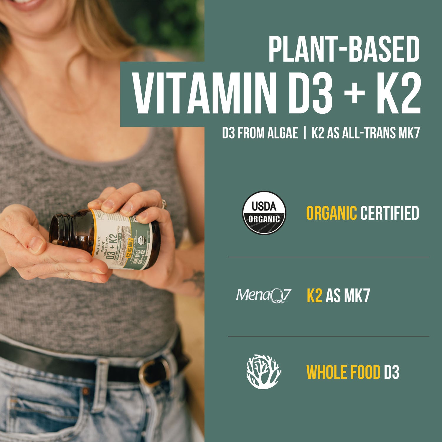 Organic Plant-D3 + K2 5000 IU Capsules