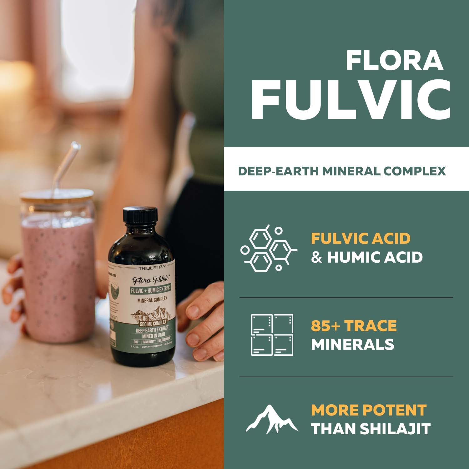 Flora Fulvic Liquid | Fulvic Acid + Humic Acid Complex – 550 mg