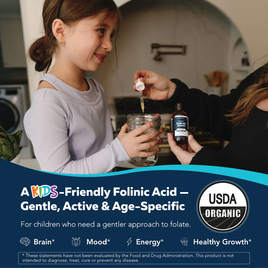 Berry flavor folinic acid drops kids actually like — gentle folate support for growing brains