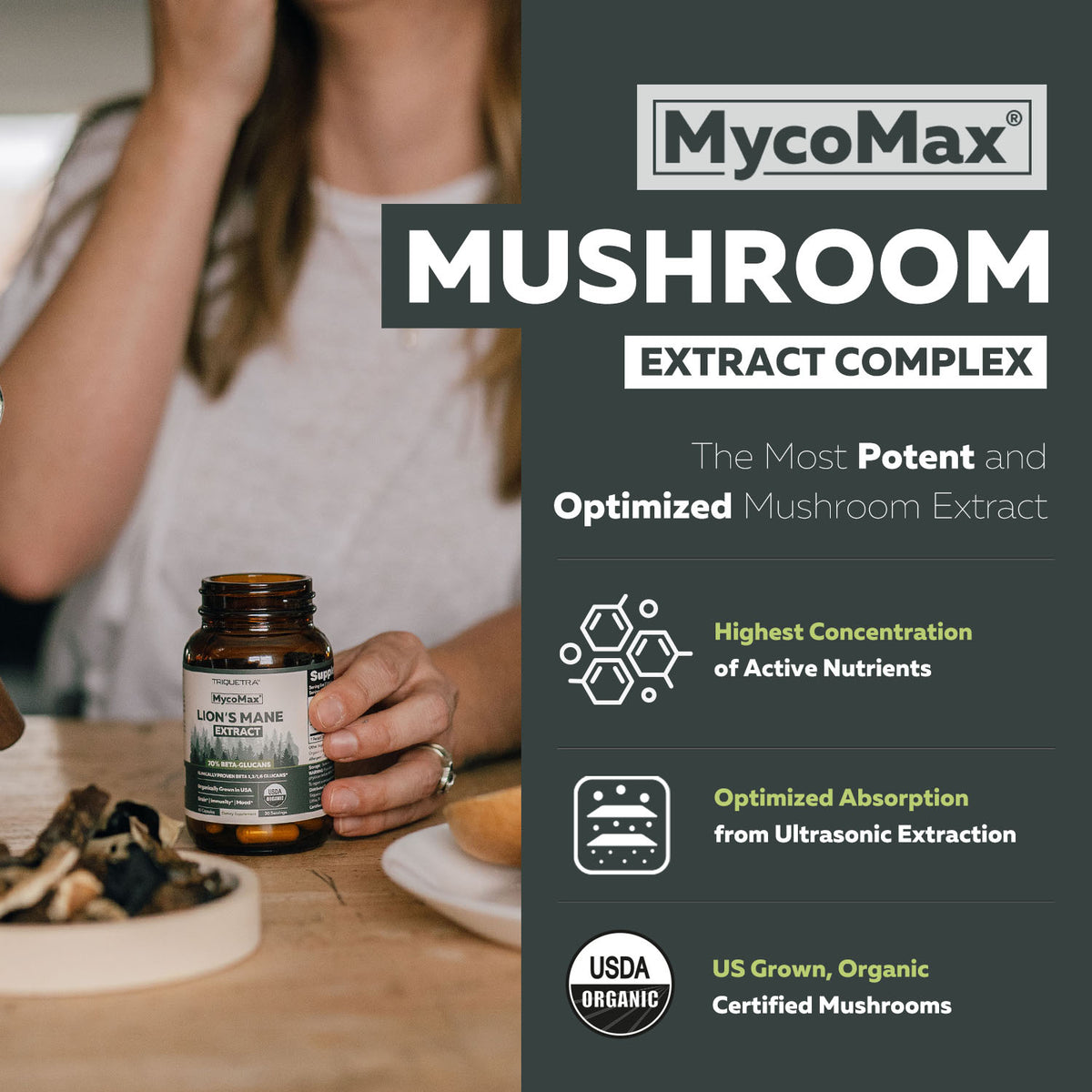 MycoMax Lion&#39;s Mane Extract Capsules - 70% Beta Glucans