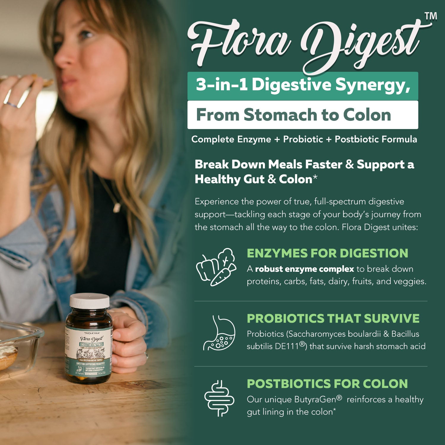 Flora Digest – Digestive Enzymes Plus Probiotics (30 Capsules)