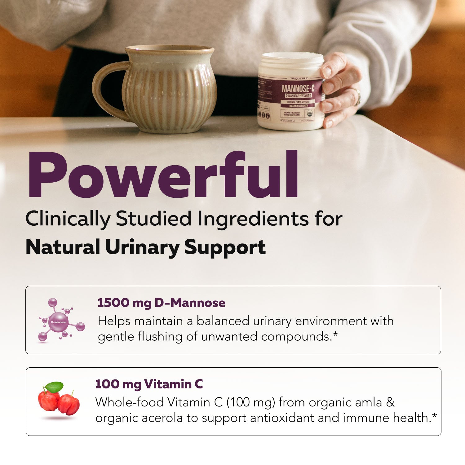 Mannose-C: Organic D-Mannose + Vitamin C for Natural UTI Support - Powder