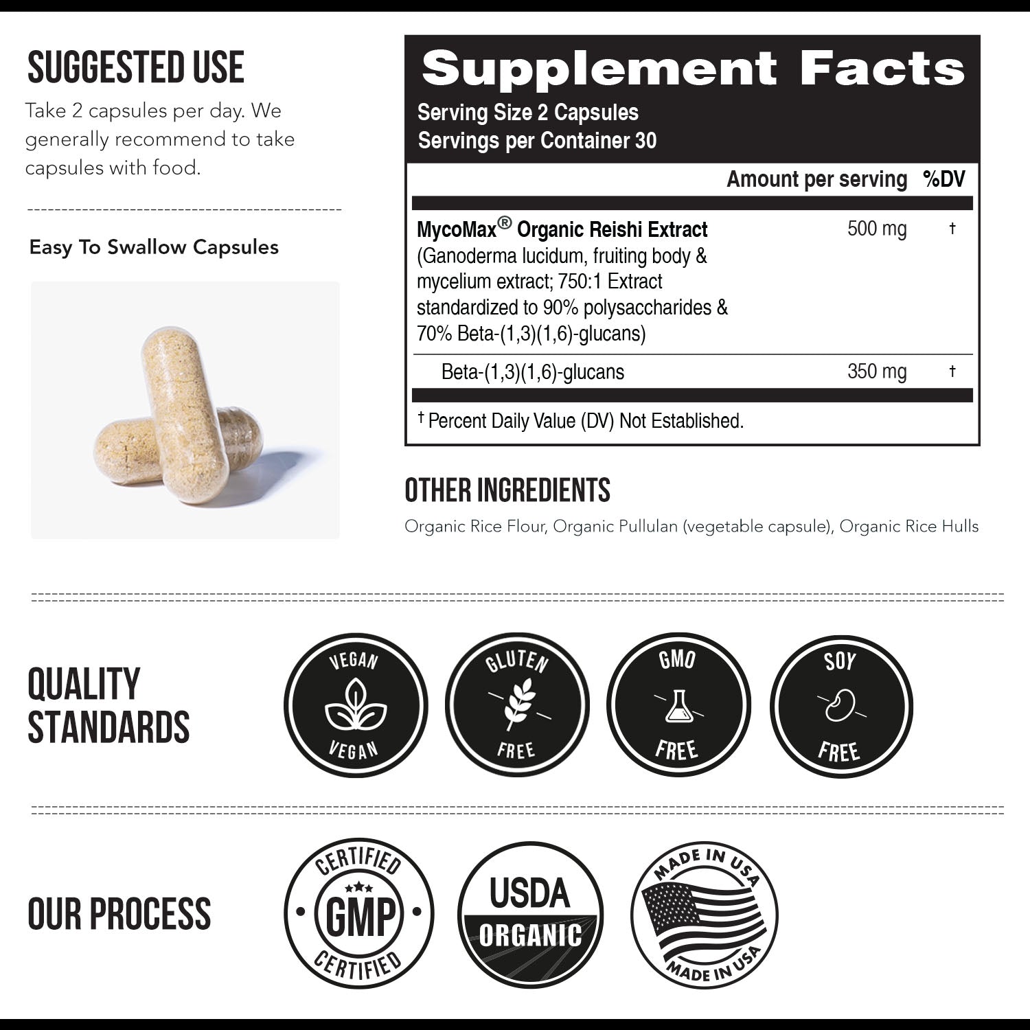 MycoMax Reishi Mushroom Extract Capsules - 70% Beta Glucans