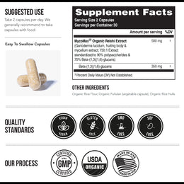 MycoMax Reishi Mushroom Extract Capsules - 70% Beta Glucans