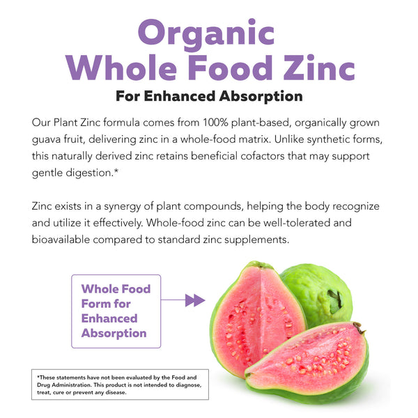 Organic Zinc | Whole Food Zinc Supplement - 25 mg of Zinc