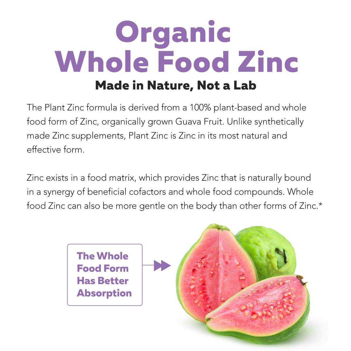 Organic Zinc | Whole Food Zinc Supplement - 25 mg of Zinc