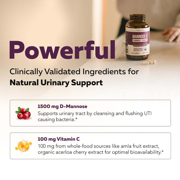 Mannose-C: Organic D-Mannose + Vitamin C for Natural UTI Support - Capsules