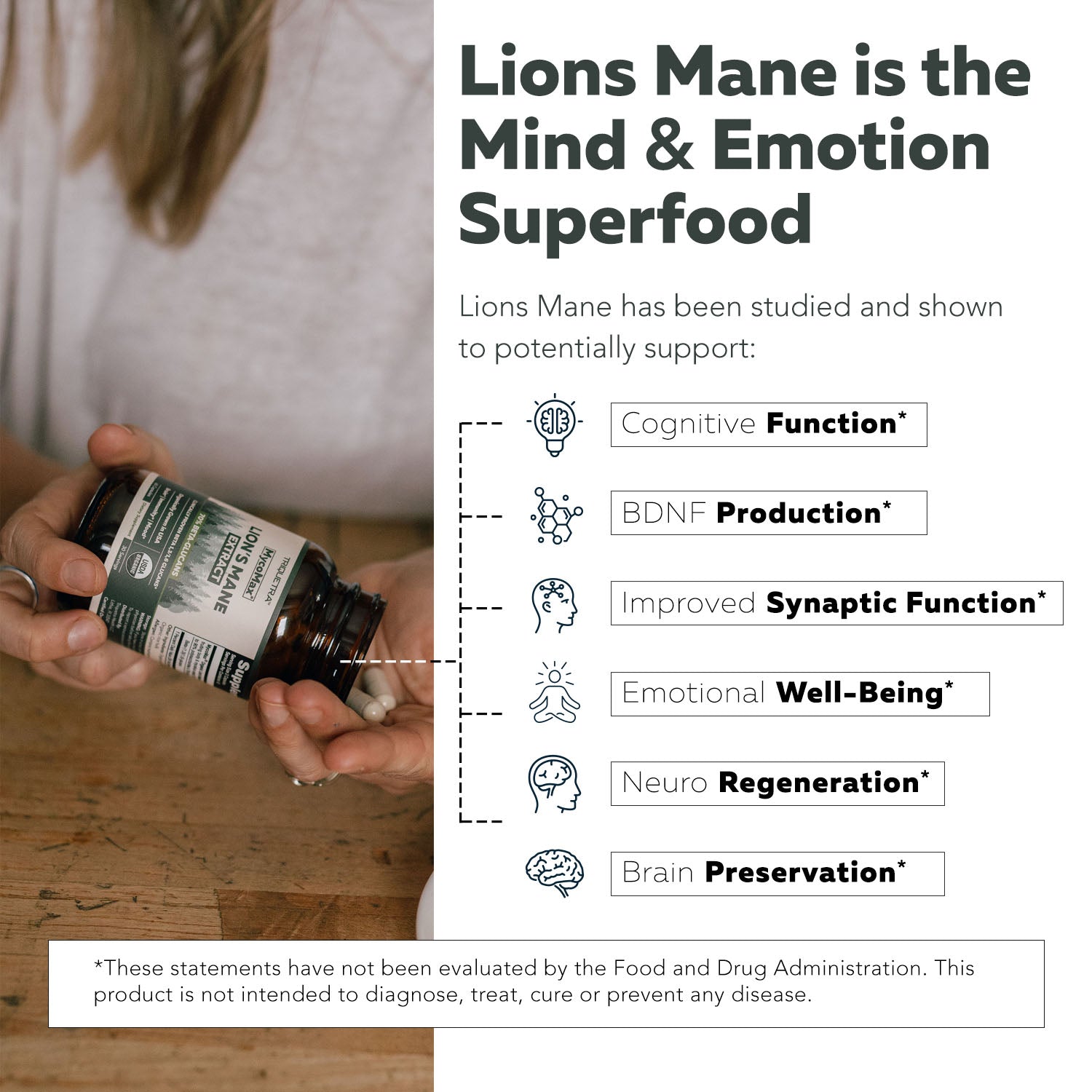 MycoMax Lion's Mane Extract Capsules - 70% Beta Glucans