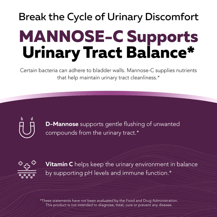 Mannose-C: Organic D-Mannose + Vitamin C for Natural UTI Support - Powder