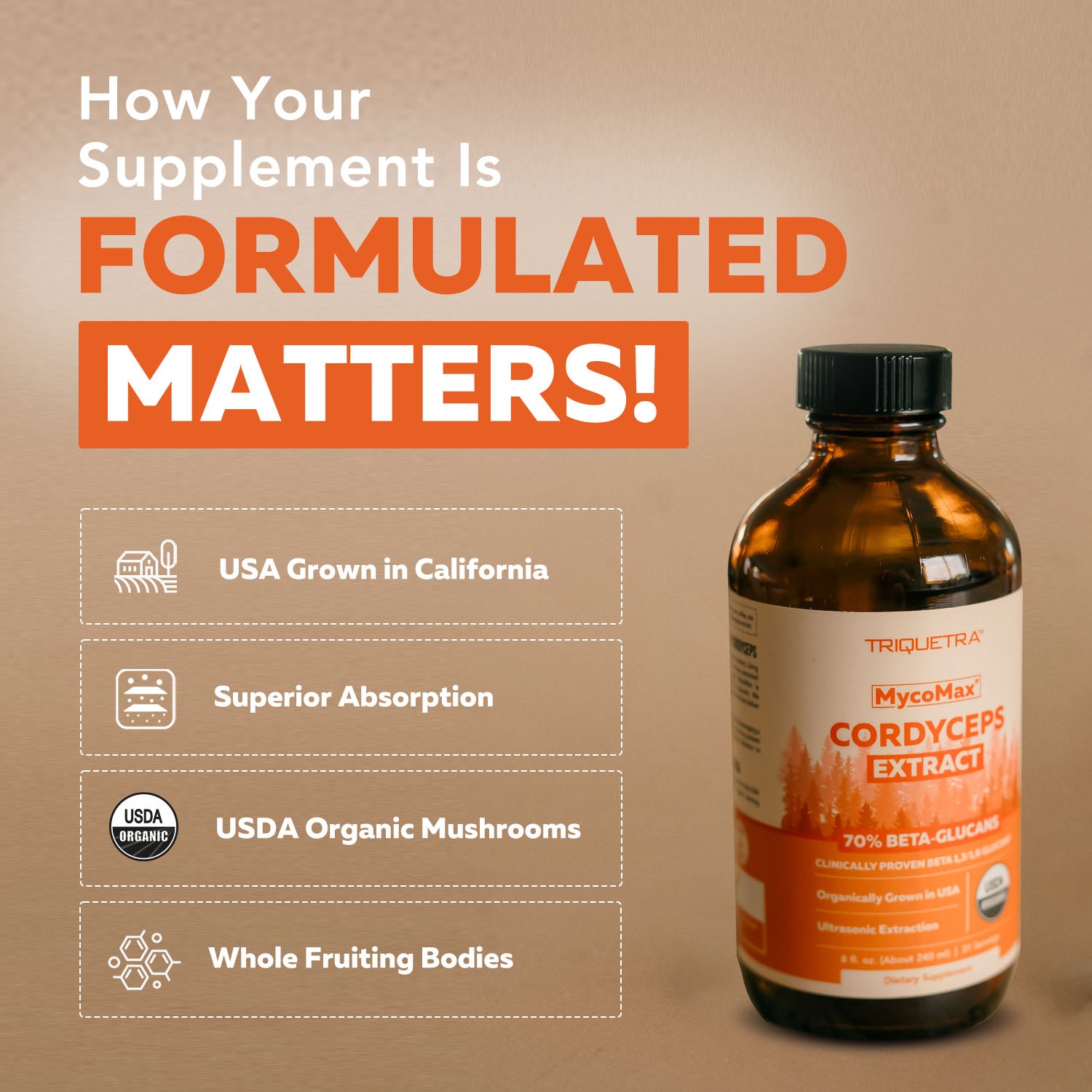 MycoMax Cordyceps Mushroom Extract - 70% Beta Glucans