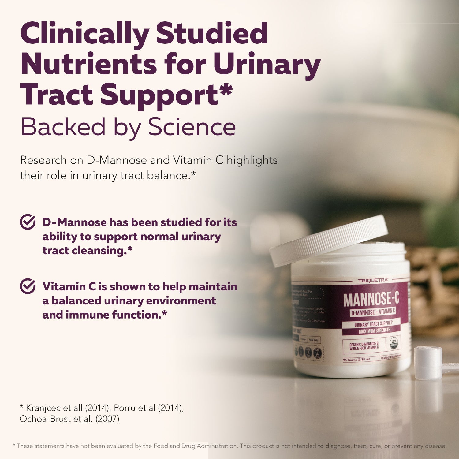 Mannose-C: Organic D-Mannose + Vitamin C for Natural UTI Support - Powder