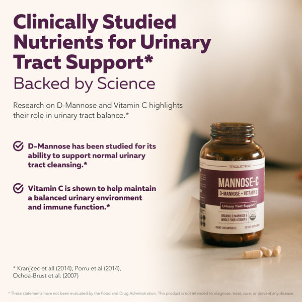 Mannose-C: Organic D-Mannose + Vitamin C for Natural UTI Support - Capsules