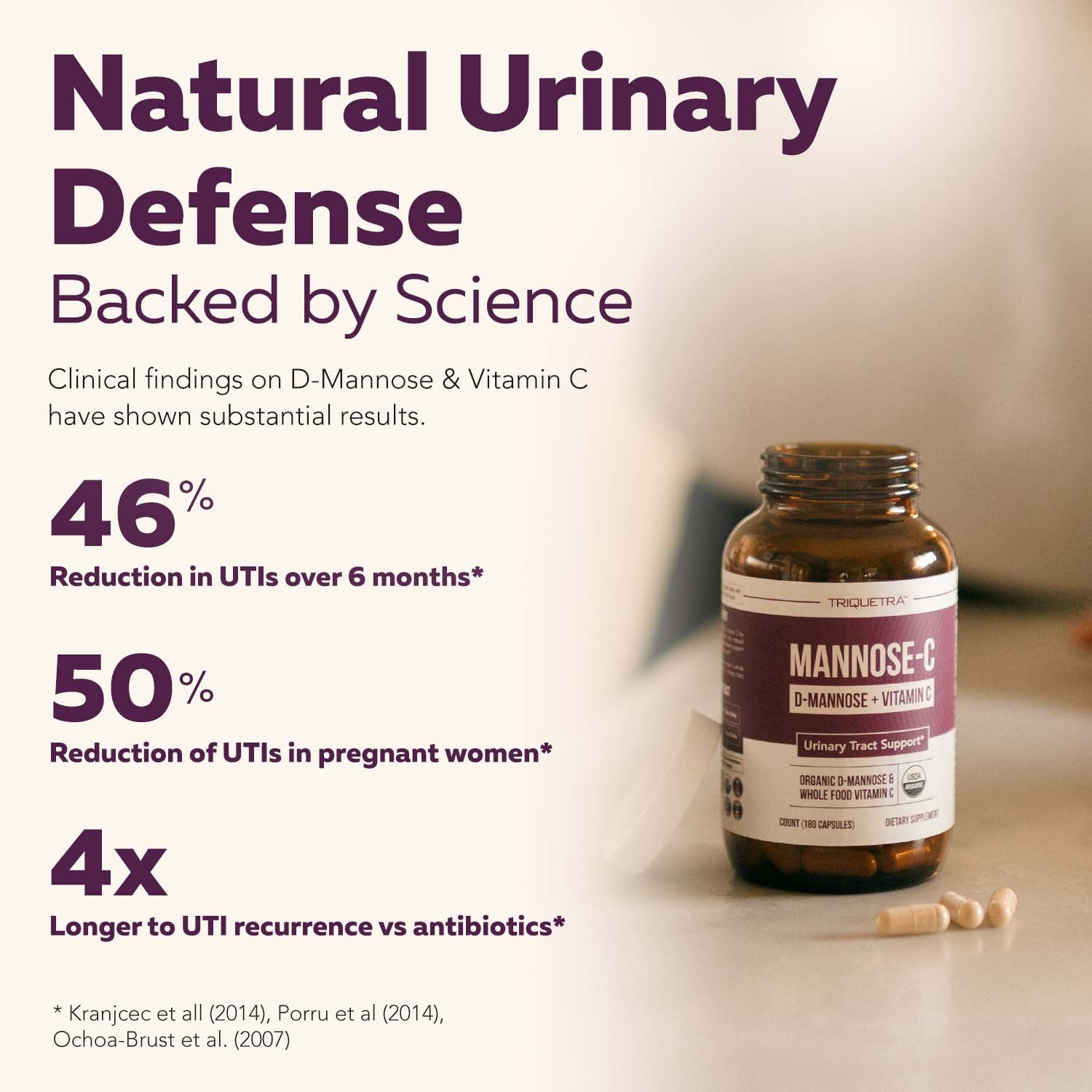 Mannose-C: Organic D-Mannose + Vitamin C for Natural UTI Support - Capsules