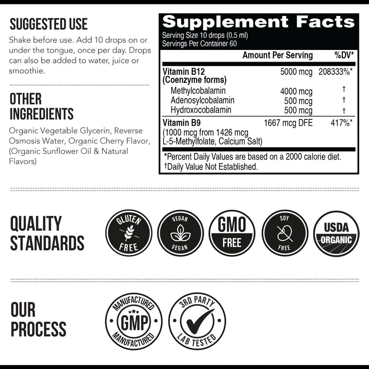 BioActive B12 Liquid: Vitamin B12 Plus L-Methylfolate
