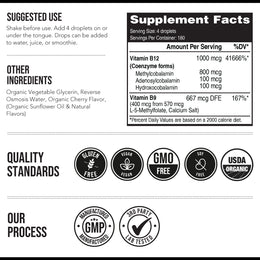 BioActive B12 (1000 mcg) Liquid: Vitamin B12 Plus L-Methylfolate