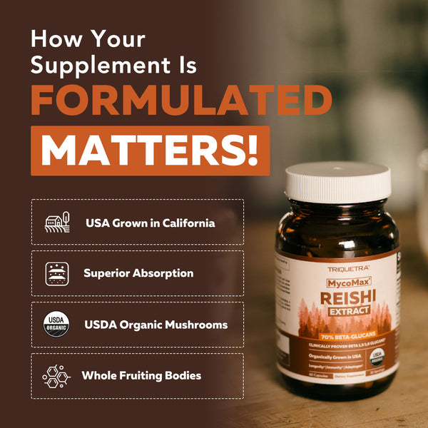 MycoMax Reishi Mushroom Extract Capsules - 70% Beta Glucans
