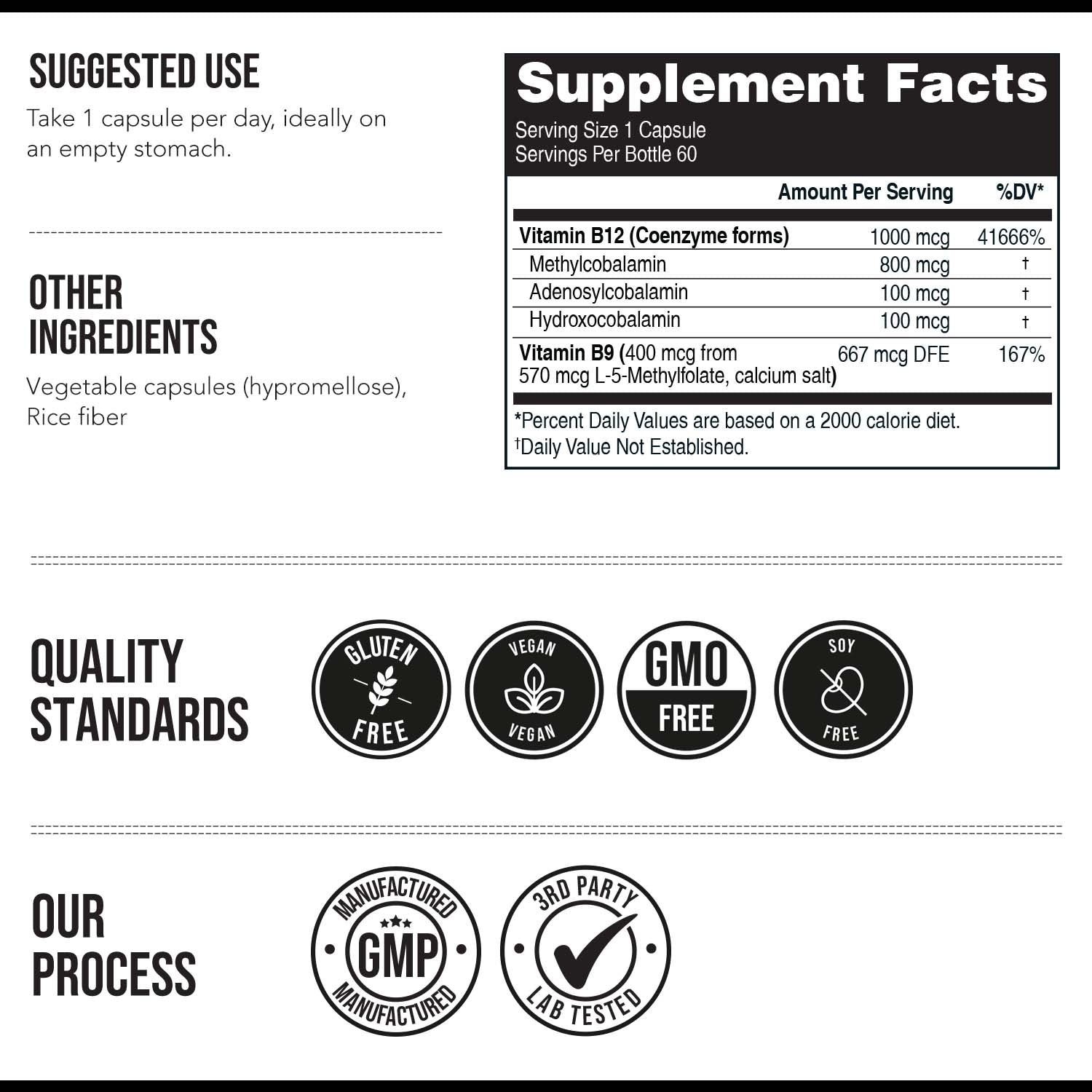 BioActive B12 (1000 mcg): Vitamin B12 Plus L-Methylfolate