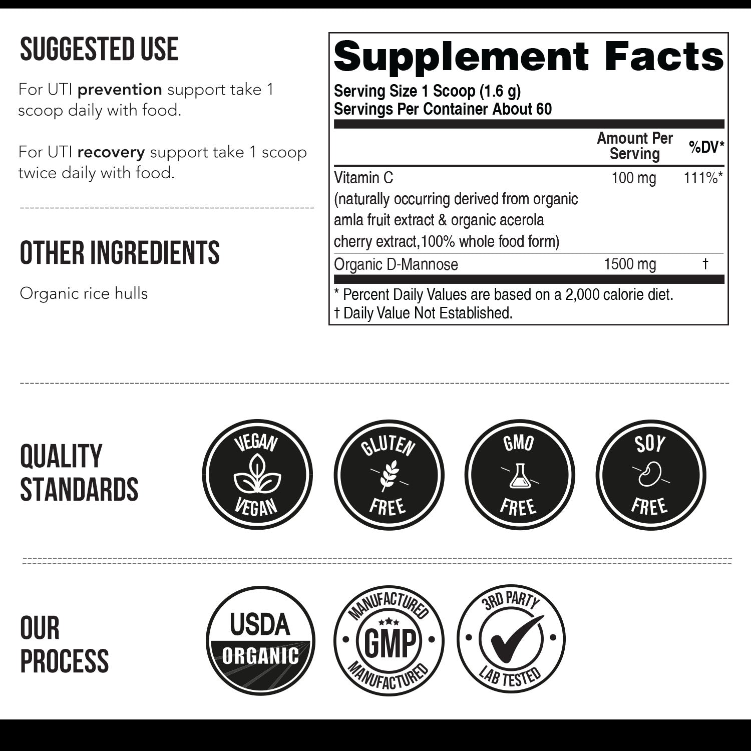 Mannose-C: Organic D-Mannose + Vitamin C for Natural UTI Support - Powder