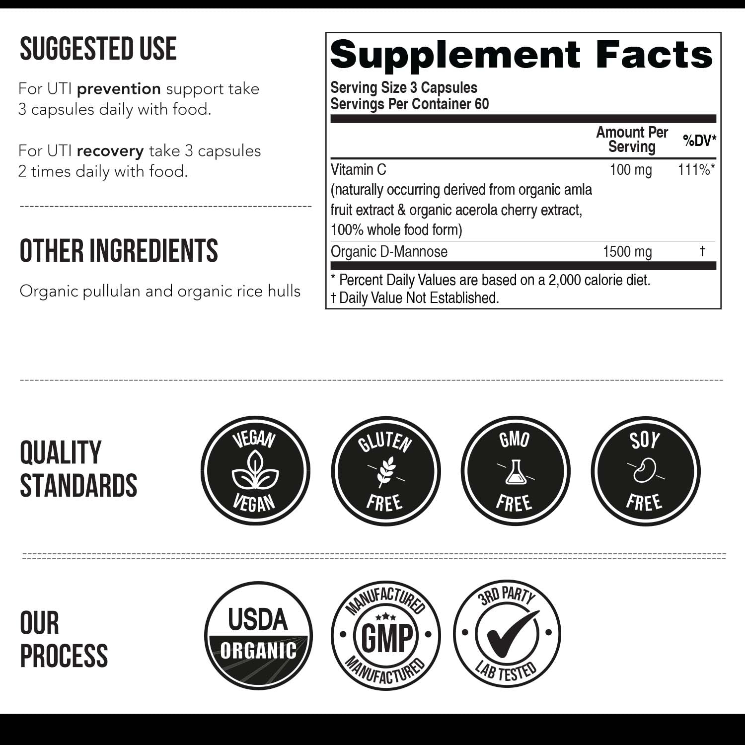 Mannose-C: Organic D-Mannose + Vitamin C for Natural UTI Support - Capsules