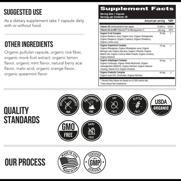 Organic Plant-D3 + K2 10000 IU Capsules