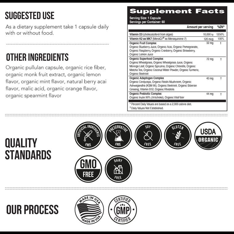 Organic Plant-D3 + K2 10000 IU Capsules