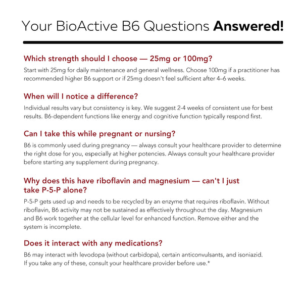 BioActive Vitamin B6 (25mg): P-5-P with Riboflavin & Magnesium Cofactors