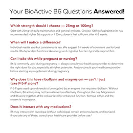 BioActive Vitamin B6 (25mg): P-5-P with Riboflavin & Magnesium Cofactors