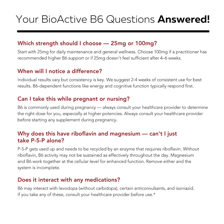 BioActive Vitamin B6 (25mg): P-5-P with Riboflavin & Magnesium Cofactors