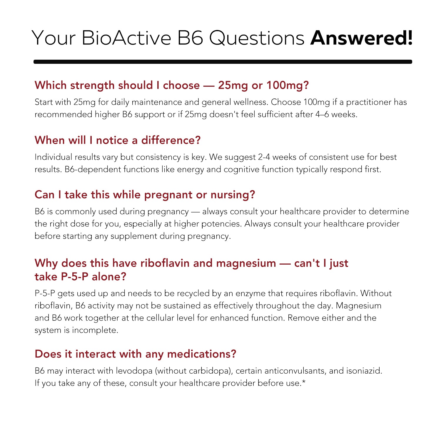 BioActive Vitamin B6 (100mg): P-5-P with Riboflavin & Magnesium Cofactors