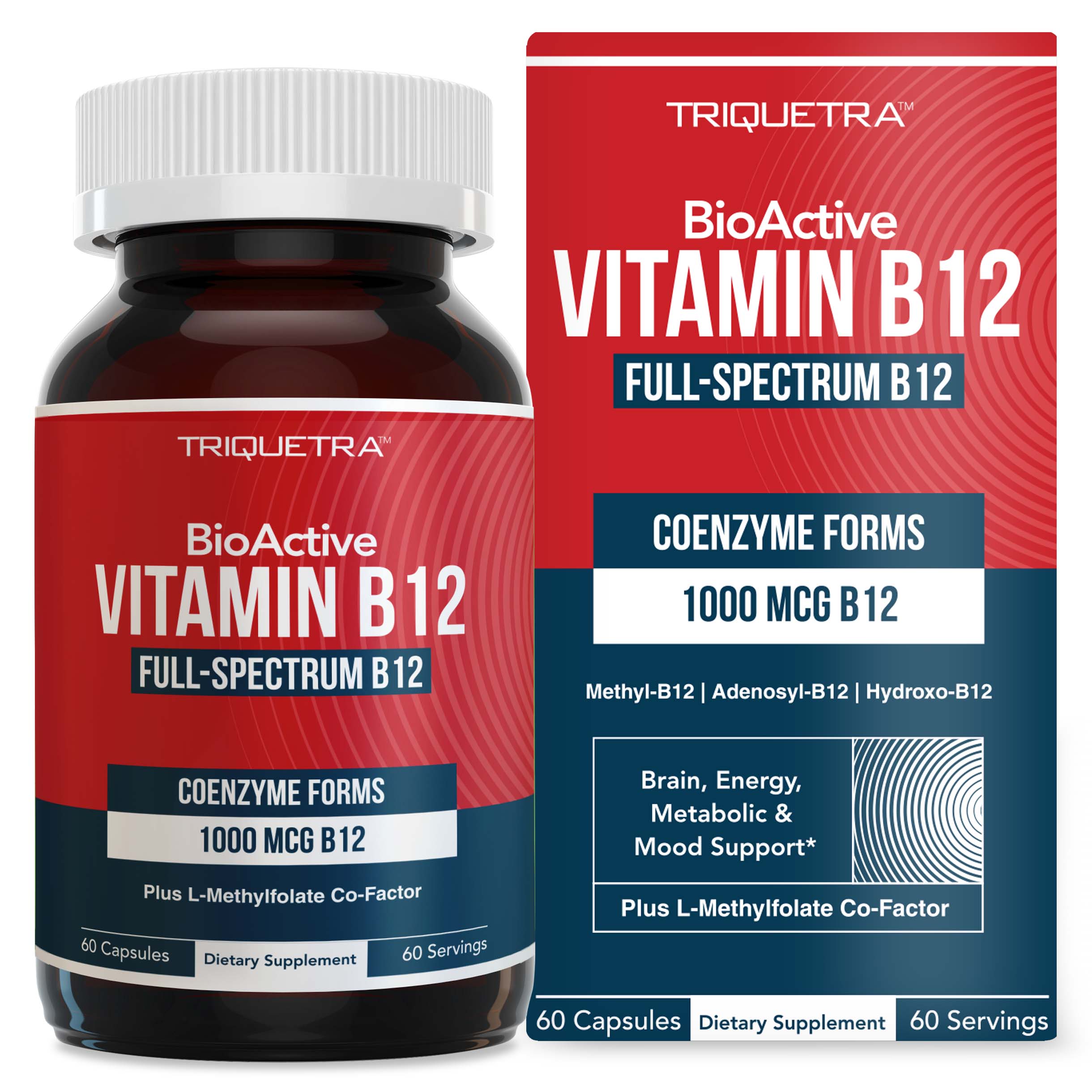 BioActive B12 (1000 mcg): Vitamin B12 Plus L-Methylfolate – Triquetra™