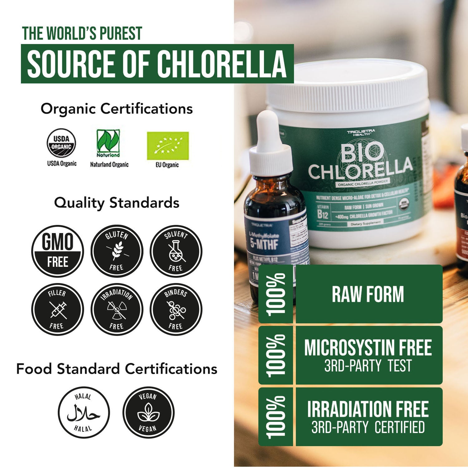 chlorella plant fertilizer Triquetra Health® Organic Chlorella Powder