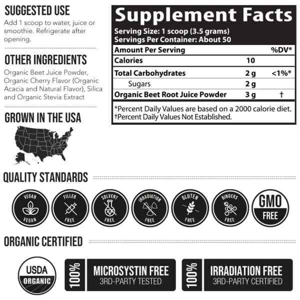 Organic BioBeet Juice Powder Black Cherry Flavor