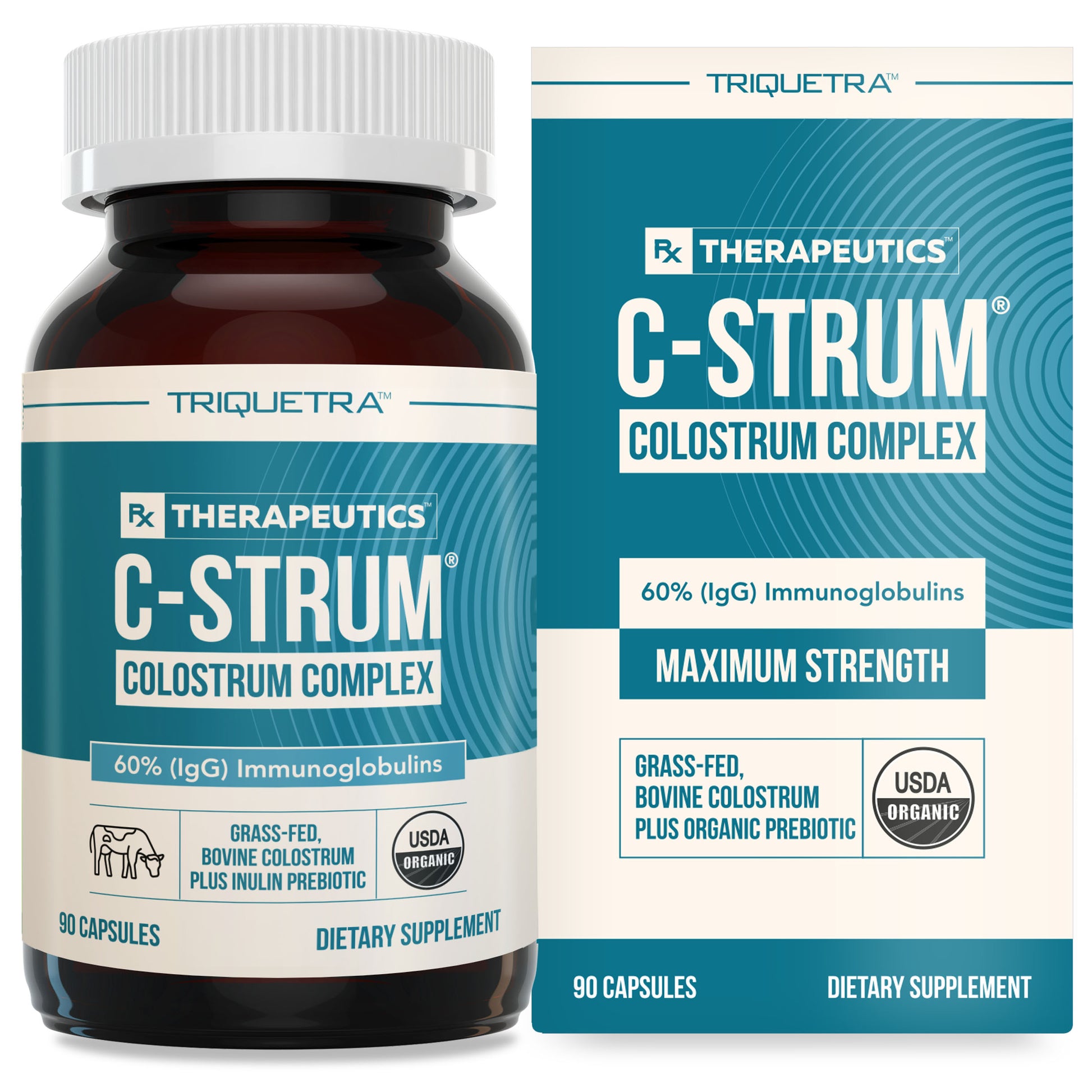 C-Strum: Organic Colostrum Capsules + Prebiotic