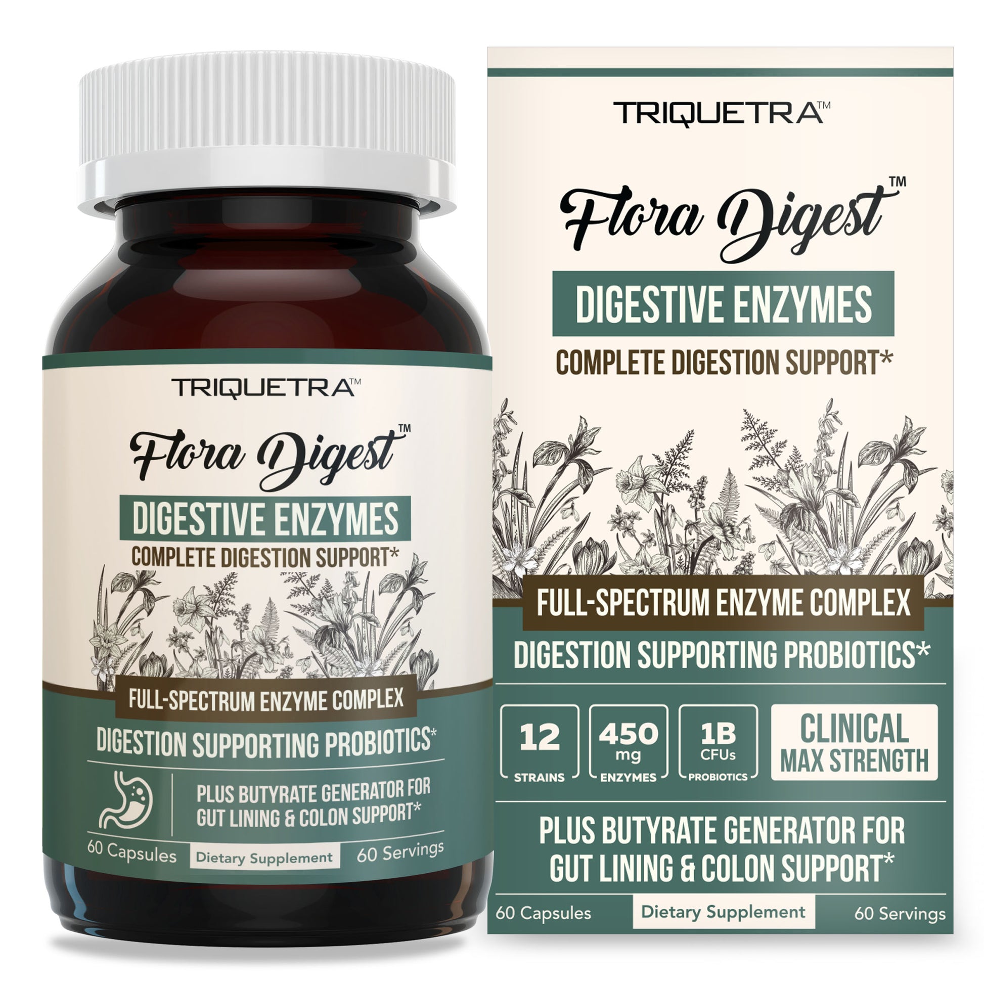 Flora Digest – Digestive Enzymes Plus Probiotics (60 Capsules)