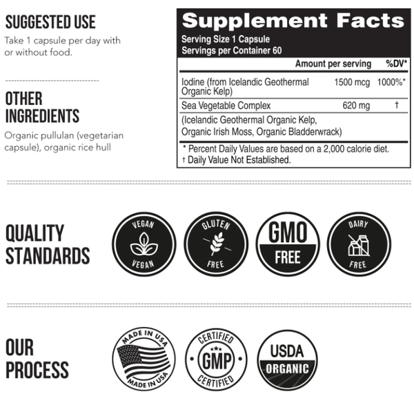Plant Iodine (1500 mcg) Whole-Food Iodine Supplement