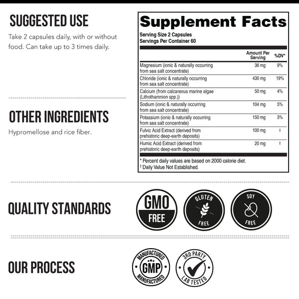 Ionic Lytes™ Electrolyte Mineral Complex with Fulvic & Humic Acid - Capsules