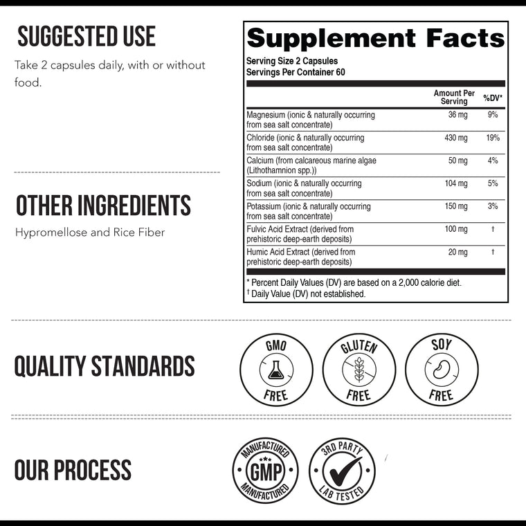 Ionic Lytes™ Electrolyte Mineral Complex with Fulvic & Humic Acid - Capsules