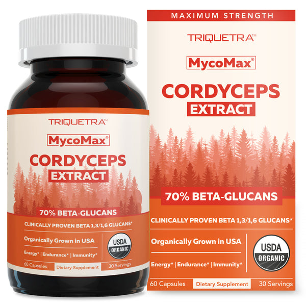 MycoMax Cordyceps Mushroom Extract Capsules - 70% Beta Glucans