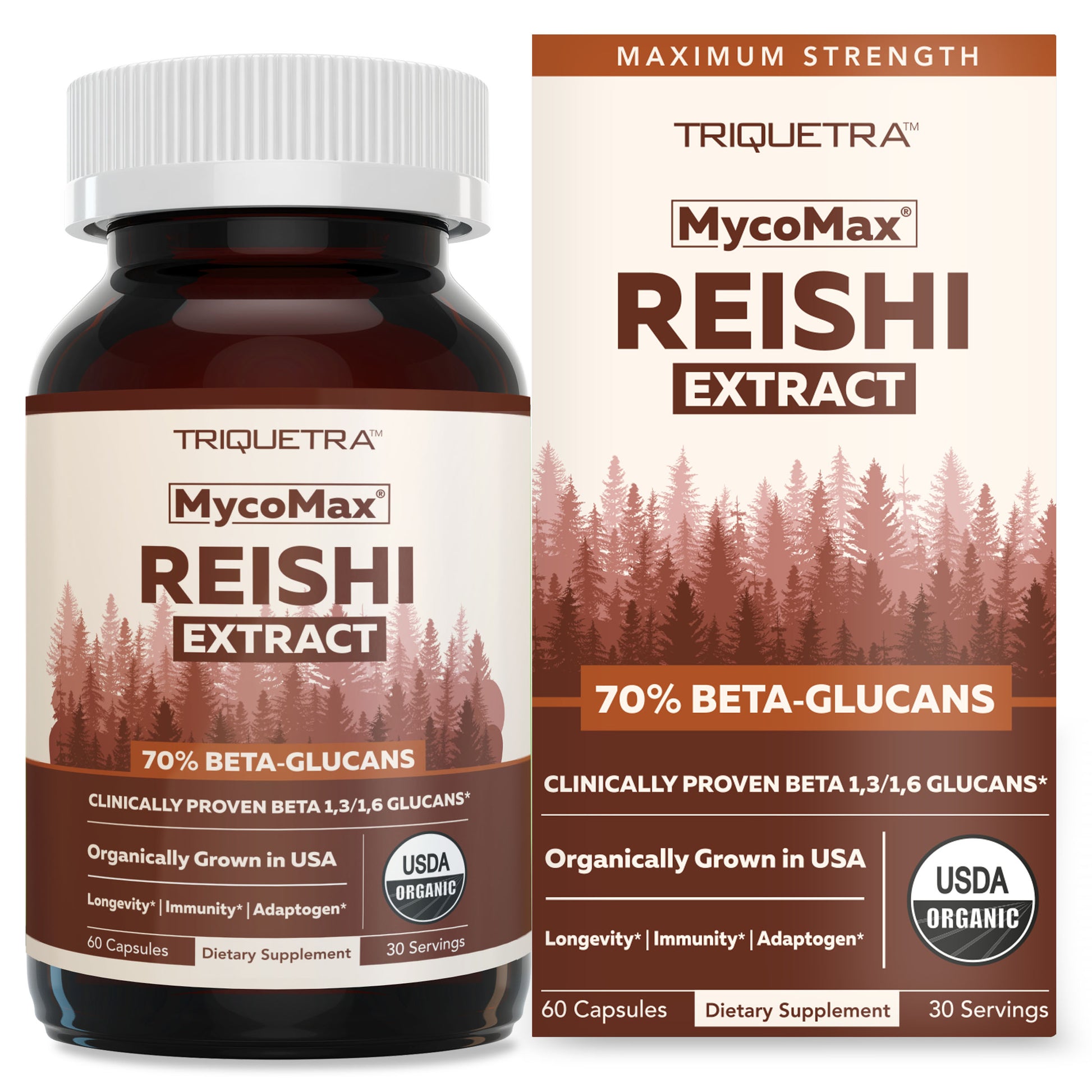 MycoMax Reishi Mushroom Extract Capsules - 70% Beta Glucans