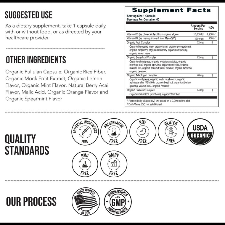 Organic Plant-D3 + K2 10000 IU Capsules