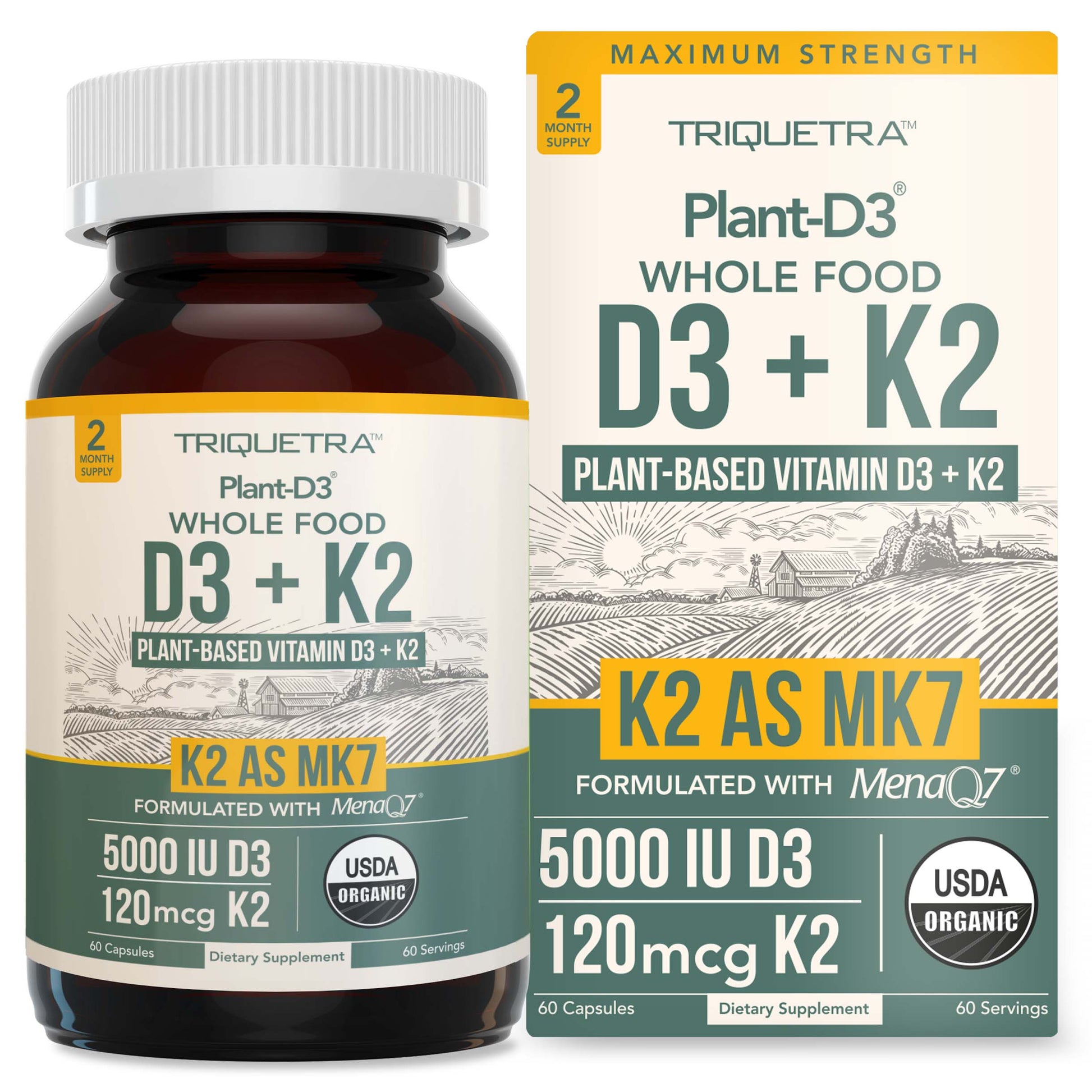 Organic Plant-D3 + K2 5000 IU Capsules