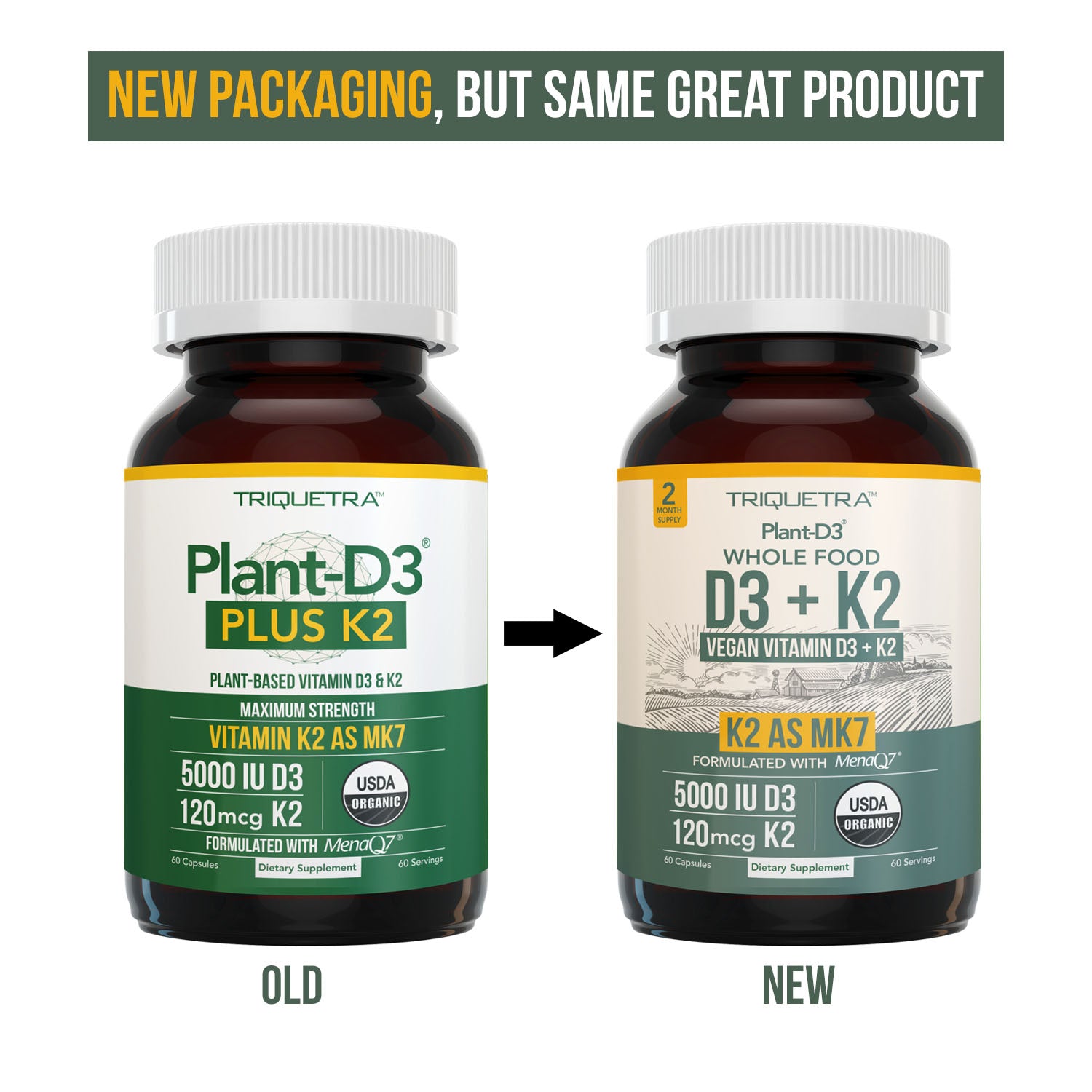 Organic Plant-D3 + K2 5000 IU Capsules