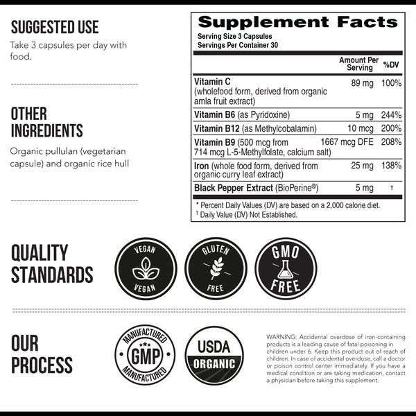 Organic Iron | Whole Food Iron Supplement & Cofactors