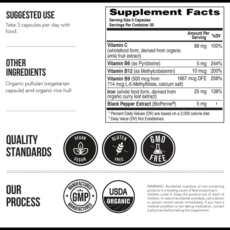 Organic Iron | Whole Food Iron Supplement & Cofactors
